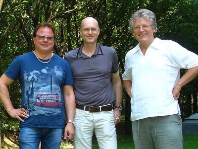 Ewald Pfleger (Opus) und Michael Vatter und Gerhard Blaboll beim Radiointerview