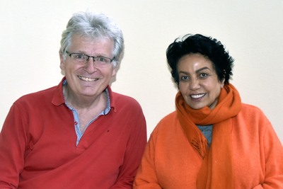 Nuschin Vossoughi und Gerhard Blaboll beim Radiointerview