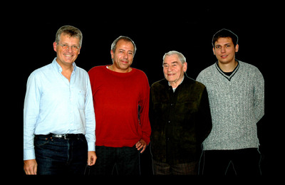 Norbert Hickl, Josef Hickl, Stefan Matkovits (Tamburizza Hornstein) und Gerhard Blaboll beim Radiointerview